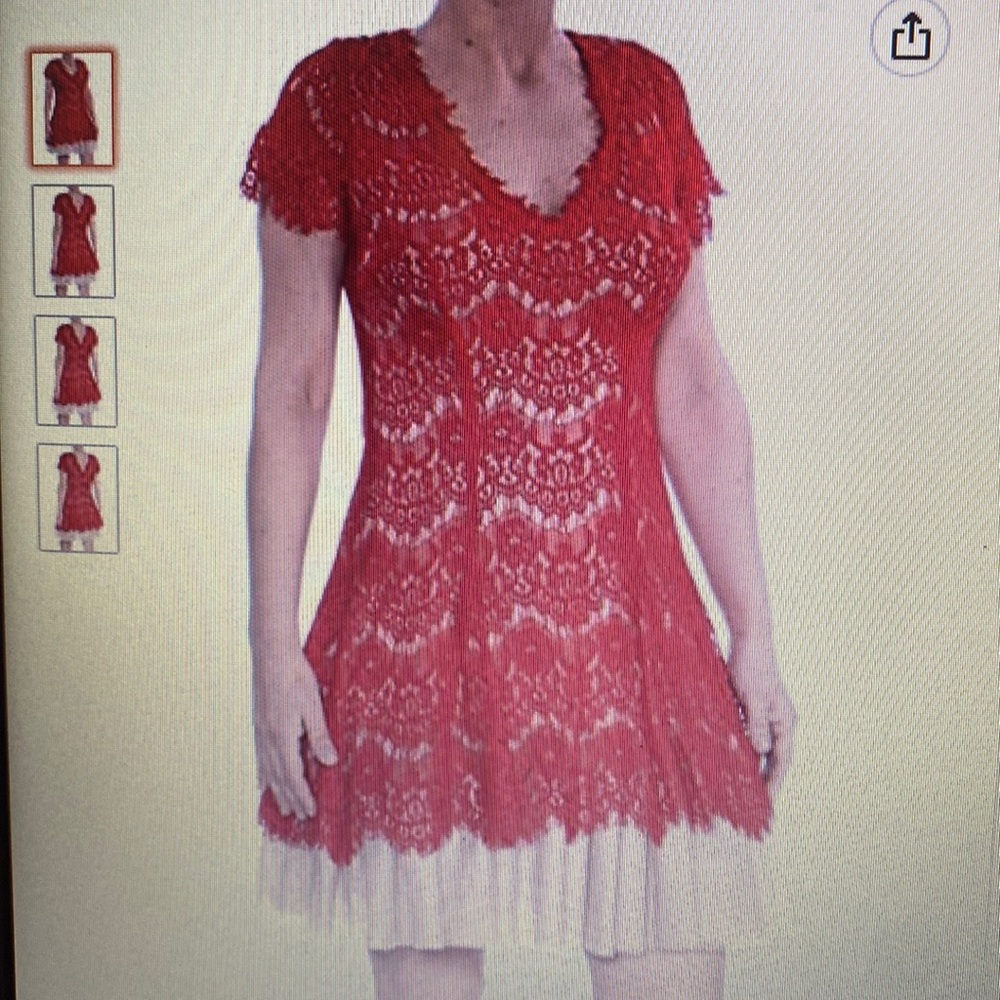 Betsy & Adam Women's Cap Sleeve Lace Sheath Dress (Red)